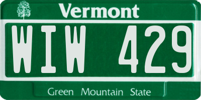 VT license plate WIW429