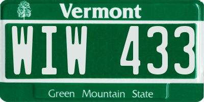 VT license plate WIW433