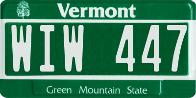 VT license plate WIW447