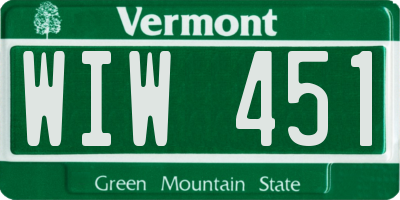 VT license plate WIW451
