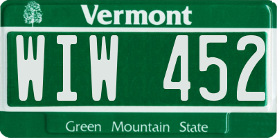 VT license plate WIW452
