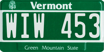VT license plate WIW453