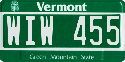 VT license plate WIW455