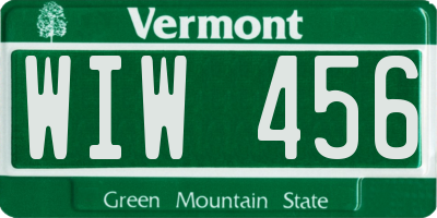 VT license plate WIW456