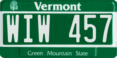 VT license plate WIW457