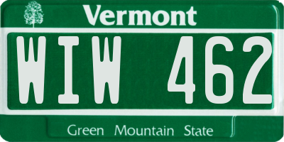 VT license plate WIW462