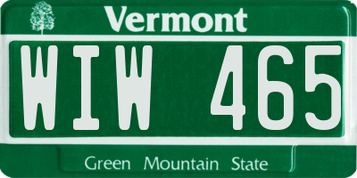 VT license plate WIW465
