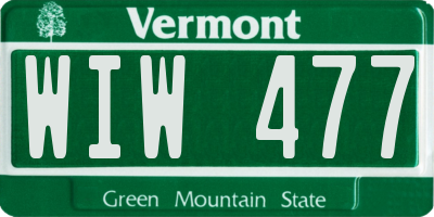 VT license plate WIW477