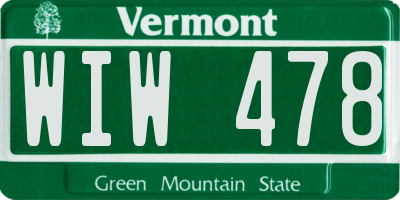 VT license plate WIW478