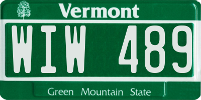 VT license plate WIW489