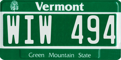 VT license plate WIW494