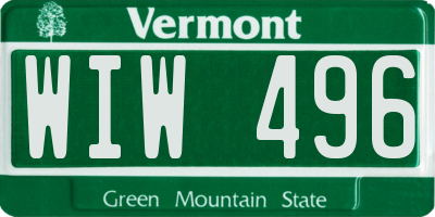 VT license plate WIW496