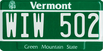VT license plate WIW502