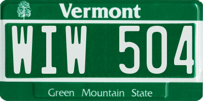 VT license plate WIW504