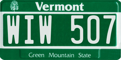 VT license plate WIW507