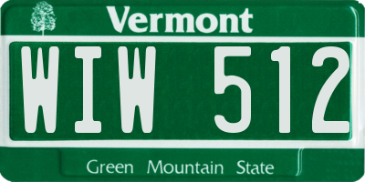VT license plate WIW512