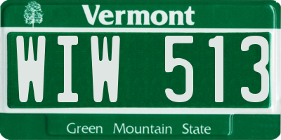 VT license plate WIW513