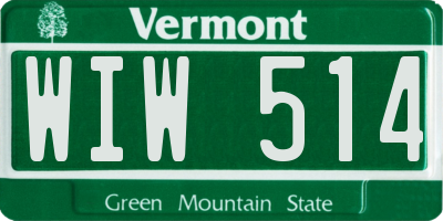 VT license plate WIW514