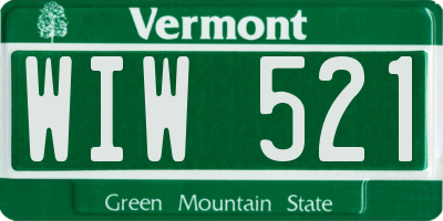 VT license plate WIW521