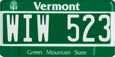 VT license plate WIW523