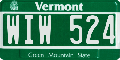 VT license plate WIW524
