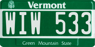 VT license plate WIW533