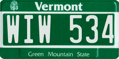 VT license plate WIW534