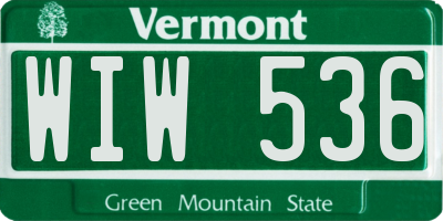 VT license plate WIW536