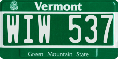 VT license plate WIW537