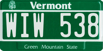 VT license plate WIW538