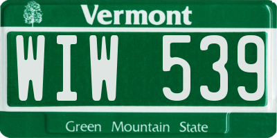 VT license plate WIW539