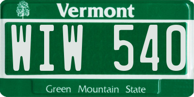 VT license plate WIW540