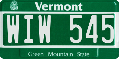 VT license plate WIW545