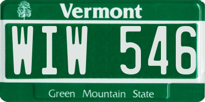 VT license plate WIW546