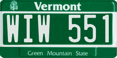 VT license plate WIW551