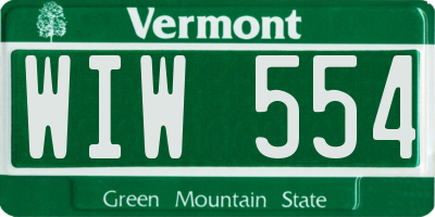 VT license plate WIW554