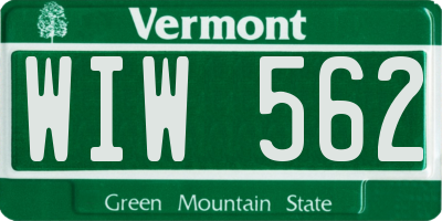 VT license plate WIW562