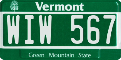 VT license plate WIW567