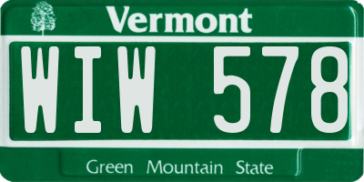 VT license plate WIW578