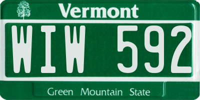 VT license plate WIW592