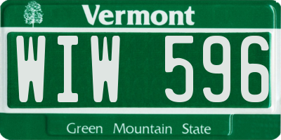 VT license plate WIW596