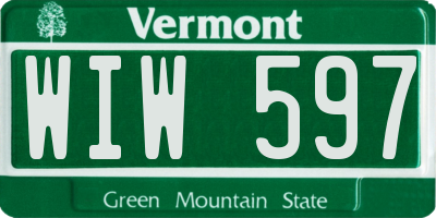 VT license plate WIW597