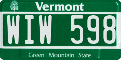 VT license plate WIW598