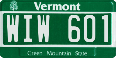 VT license plate WIW601