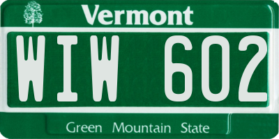 VT license plate WIW602