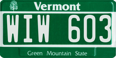 VT license plate WIW603