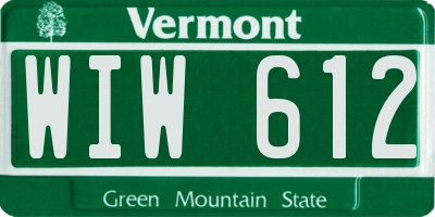 VT license plate WIW612