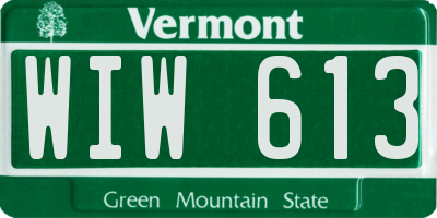 VT license plate WIW613