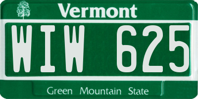 VT license plate WIW625