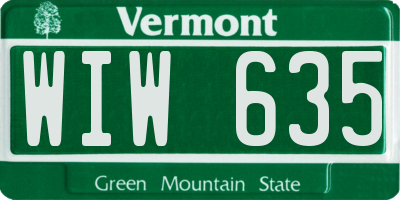 VT license plate WIW635